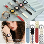xDfind Diamant Edelstahl Hybrid Echtleder Uhrenarmband, Für Apple Watch 38 / 40 / 41 / S11 42mm