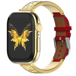 xDfind Butterfly Stainless Steel Hybrid Genuine Leather Watch Band, For Apple Watch 42 / 44 / 45 / 46 / 49mm, For Apple Watch 38 / 40 / 41 / S11 42mm