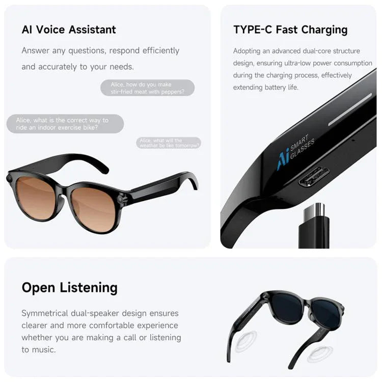 M89 2MP KI-Smartbrille mit Unterstützung für Bluetooth-Anrufe und intelligentem KI-Sprachassistenten