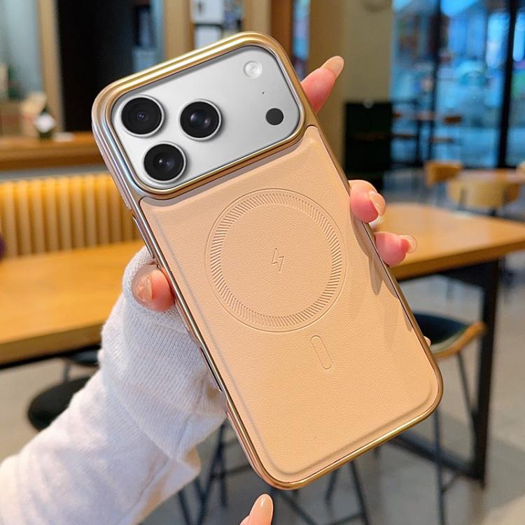 Galvanisierte PC-Seite veganes Leder-Textur MagSafe Handyhülle, Für iPhone 17 Pro Max, Für iPhone 17 Pro, Für iPhone 17, Für iPhone Air, Für iPhone 16 Pro Max, Für iPhone 16 Pro, Für iPhone 16, Für iPhone 15 Pro Max, Für iPhone 15 Pro, Für iPhone 15