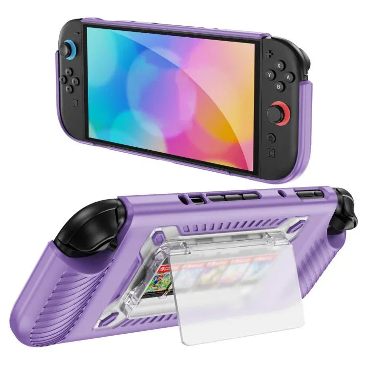 Rutschfeste strukturierte TPU-Hybrid-PC-Schutzhülle für Gaming-Konsolen mit Kartenfach, für Nintendo Switch 2