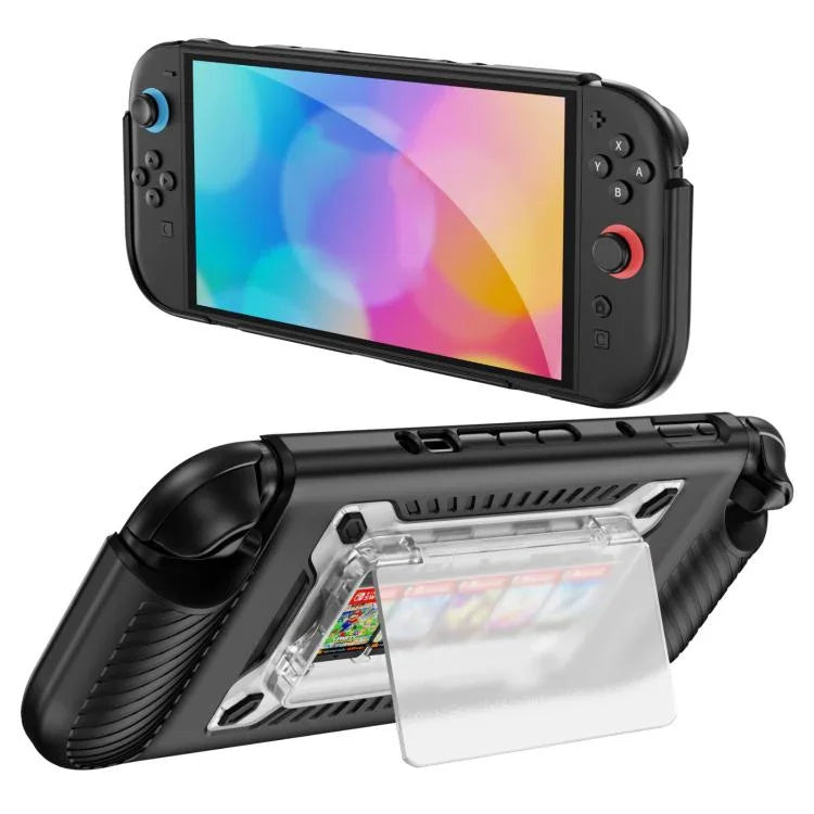 Rutschfeste strukturierte TPU-Hybrid-PC-Schutzhülle für Gaming-Konsolen mit Kartenfach, für Nintendo Switch 2