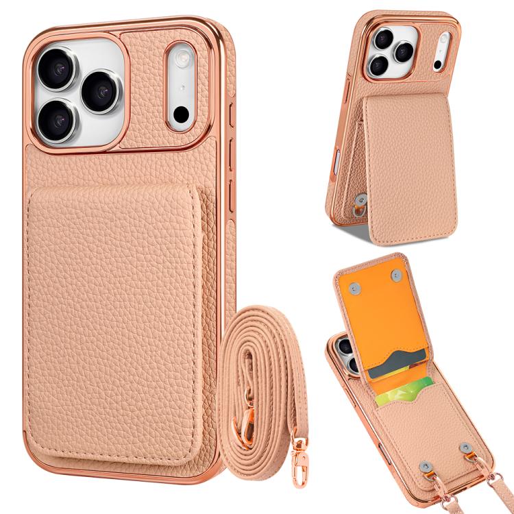 VIETAO Litchi-Textur Brieftaschen-PU-Handyhülle mit Umhängeband, für iPhone 17 Pro Max, für iPhone 17 Pro