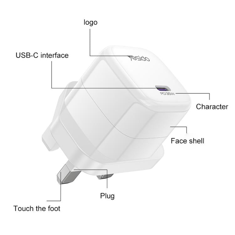 Yesido YC149 PD 35W Type-C Mini Ice Cube Fast Charger, UK Plug