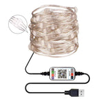 RGB USB LED Kupferdraht Lichterkette Weihnachtsdekoration Lichterkette Bluetooth Mobile APP Steuerung, 2m 20 LED, 5m 50 LED, 10m 100 LED, 12m 120 LED, 15m 150 LED, 20m 200 LED