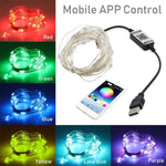 RGB USB LED Kupferdraht Lichterkette Weihnachtsdekoration Lichterkette Bluetooth Mobile APP Steuerung, 2m 20 LED, 5m 50 LED, 10m 100 LED, 12m 120 LED, 15m 150 LED, 20m 200 LED