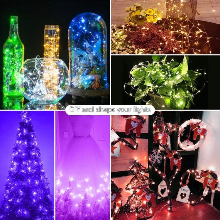 RGB USB LED Kupferdraht Lichterkette Weihnachtsdekoration Lichterkette Bluetooth Mobile APP Steuerung, 2m 20 LED, 5m 50 LED, 10m 100 LED, 12m 120 LED, 15m 150 LED, 20m 200 LED