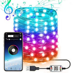 RGB USB LED Kupferdraht Lichterkette Weihnachtsdekoration Lichterkette Bluetooth Mobile APP Steuerung, 2m 20 LED, 5m 50 LED, 10m 100 LED, 12m 120 LED, 15m 150 LED, 20m 200 LED
