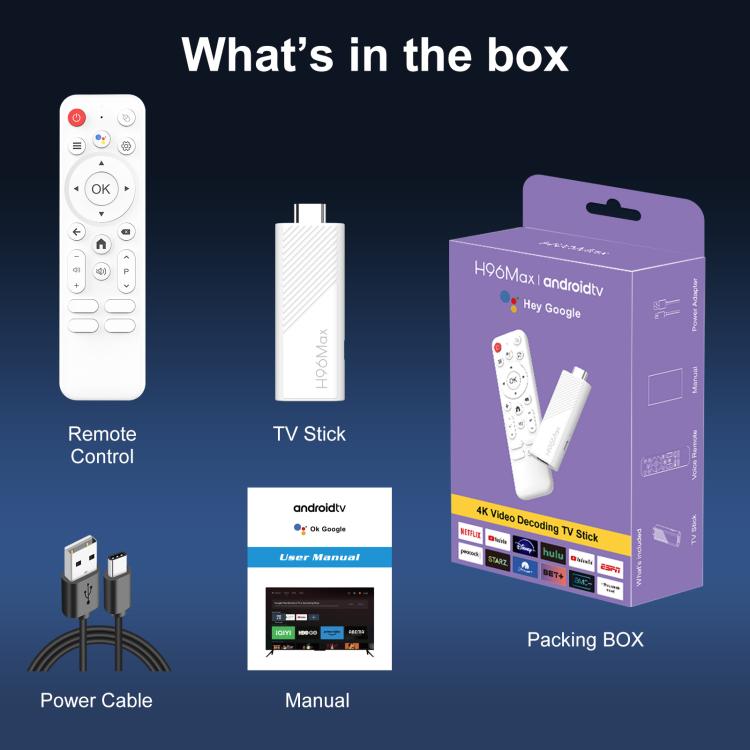 H96 Max H313 Android 14 Mini HD TV-Stick mit Fernbedienung, ARM Cortex-A53 Quad-Core, 2GB+16GB, 2GB+8GB