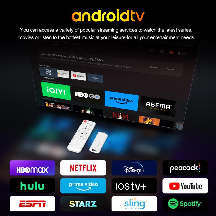 H96 Max H313 Android 14 Mini HD TV-Stick mit Fernbedienung, ARM Cortex-A53 Quad-Core, 2GB+16GB, 2GB+8GB