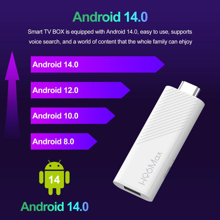 H96 Max H313 Android 14 Mini HD TV-Stick mit Fernbedienung, ARM Cortex-A53 Quad-Core, 2GB+16GB, 2GB+8GB