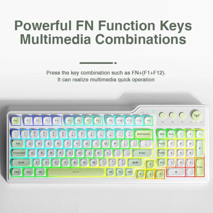 AULA F3099 99 Tasten RGB Beleuchtung Tri-Mode Gaming-Tastatur