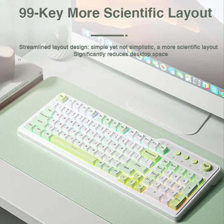 AULA F3099 99 Tasten RGB Beleuchtung Tri-Mode Gaming-Tastatur