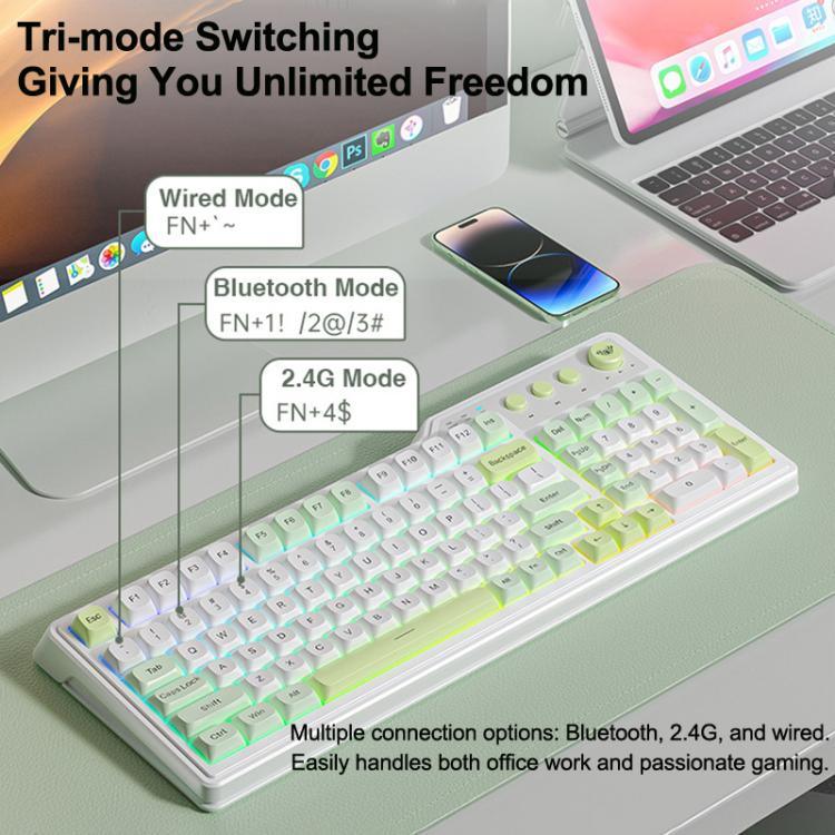 AULA F3099 99 Tasten RGB Beleuchtung Tri-Mode Gaming-Tastatur
