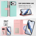 Abnehmbare Handyhülle aus veganem Litschi-Leder mit magnetischem Seiten-Patch, für iPhone 17 Pro Max, für iPhone 17 Pro, für iPhone 17, für iPhone Air, für iPhone 16 Pro Max, für iPhone 16 Pro, für iPhone 16 Plus, für iPhone 16