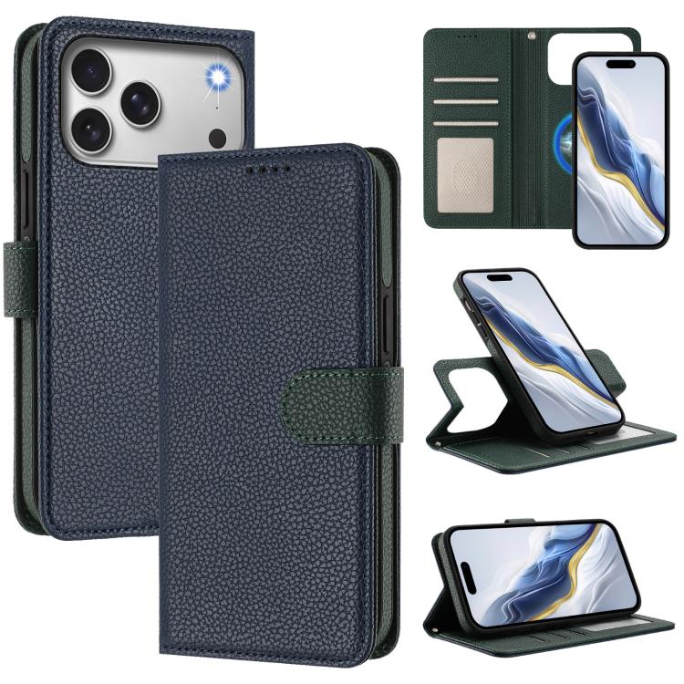 Abnehmbare Handyhülle aus veganem Litschi-Leder mit magnetischem Seiten-Patch, für iPhone 17 Pro Max, für iPhone 17 Pro, für iPhone 17, für iPhone Air, für iPhone 16 Pro Max, für iPhone 16 Pro, für iPhone 16 Plus, für iPhone 16