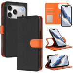 Abnehmbare Handyhülle aus veganem Litschi-Leder mit magnetischem Seiten-Patch, für iPhone 17 Pro Max, für iPhone 17 Pro, für iPhone 17, für iPhone Air, für iPhone 16 Pro Max, für iPhone 16 Pro, für iPhone 16 Plus, für iPhone 16