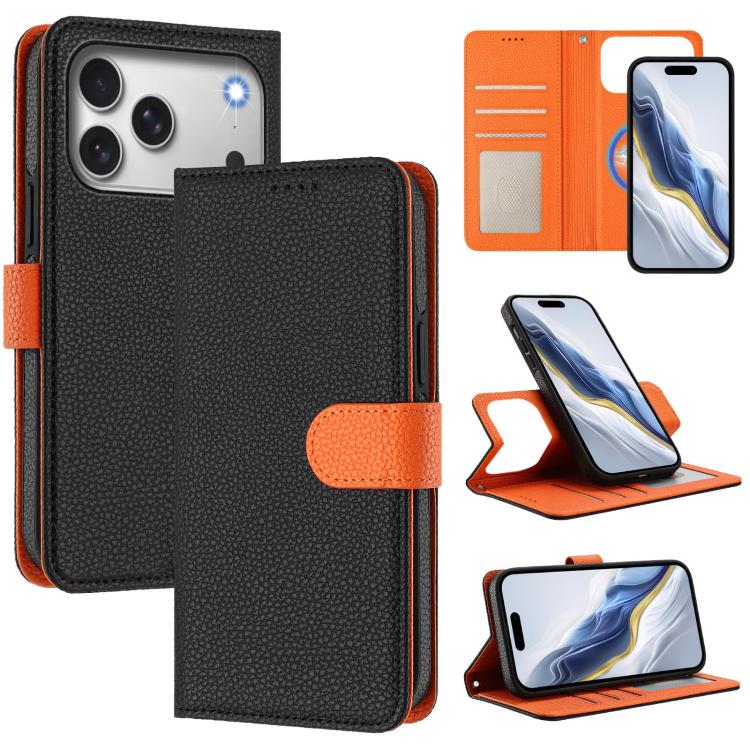 Abnehmbare Handyhülle aus veganem Litschi-Leder mit magnetischem Seiten-Patch, für iPhone 17 Pro Max, für iPhone 17 Pro, für iPhone 17, für iPhone Air, für iPhone 16 Pro Max, für iPhone 16 Pro, für iPhone 16 Plus, für iPhone 16