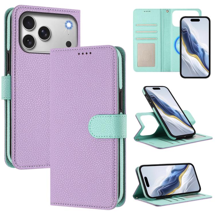 Abnehmbare Handyhülle aus veganem Litschi-Leder mit magnetischem Seiten-Patch, für iPhone 17 Pro Max, für iPhone 17 Pro, für iPhone 17, für iPhone Air, für iPhone 16 Pro Max, für iPhone 16 Pro, für iPhone 16 Plus, für iPhone 16