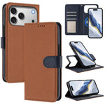 Abnehmbare Handyhülle aus veganem Litschi-Leder mit magnetischem Seiten-Patch, für iPhone 17 Pro Max, für iPhone 17 Pro, für iPhone 17, für iPhone Air, für iPhone 16 Pro Max, für iPhone 16 Pro, für iPhone 16 Plus, für iPhone 16