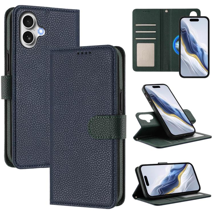 Abnehmbare Handyhülle aus veganem Litschi-Leder mit magnetischem Seiten-Patch, für iPhone 17 Pro Max, für iPhone 17 Pro, für iPhone 17, für iPhone Air, für iPhone 16 Pro Max, für iPhone 16 Pro, für iPhone 16 Plus, für iPhone 16
