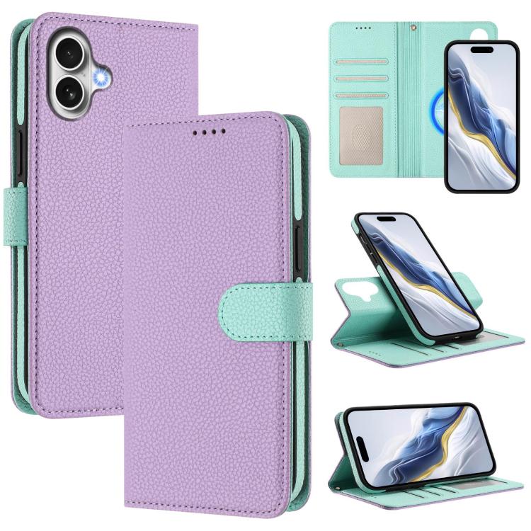 Abnehmbare Handyhülle aus veganem Litschi-Leder mit magnetischem Seiten-Patch, für iPhone 17 Pro Max, für iPhone 17 Pro, für iPhone 17, für iPhone Air, für iPhone 16 Pro Max, für iPhone 16 Pro, für iPhone 16 Plus, für iPhone 16