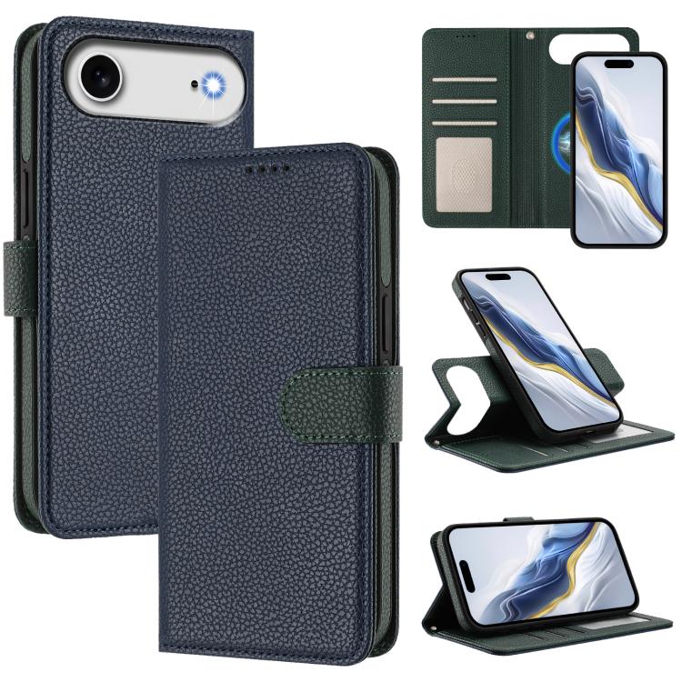 Abnehmbare Handyhülle aus veganem Litschi-Leder mit magnetischem Seiten-Patch, für iPhone 17 Pro Max, für iPhone 17 Pro, für iPhone 17, für iPhone Air, für iPhone 16 Pro Max, für iPhone 16 Pro, für iPhone 16 Plus, für iPhone 16