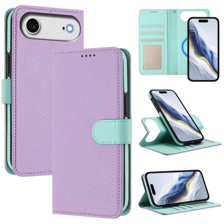 Abnehmbare Handyhülle aus veganem Litschi-Leder mit magnetischem Seiten-Patch, für iPhone 17 Pro Max, für iPhone 17 Pro, für iPhone 17, für iPhone Air, für iPhone 16 Pro Max, für iPhone 16 Pro, für iPhone 16 Plus, für iPhone 16
