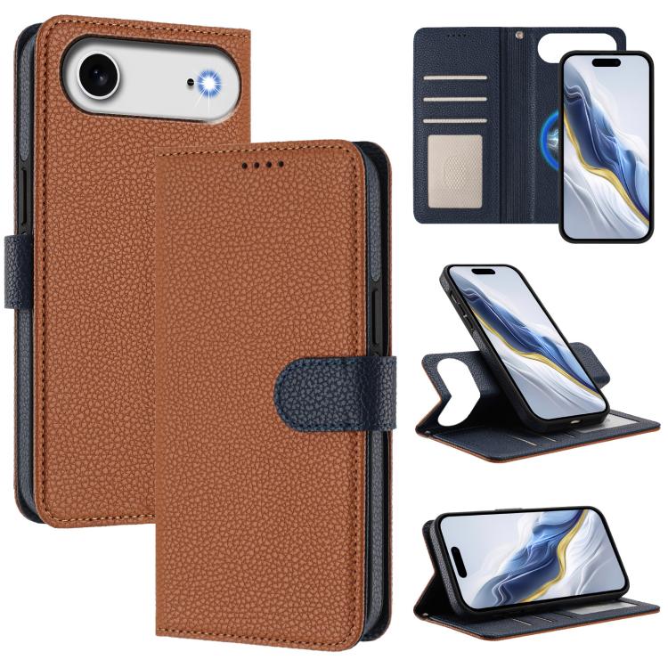 Abnehmbare Handyhülle aus veganem Litschi-Leder mit magnetischem Seiten-Patch, für iPhone 17 Pro Max, für iPhone 17 Pro, für iPhone 17, für iPhone Air, für iPhone 16 Pro Max, für iPhone 16 Pro, für iPhone 16 Plus, für iPhone 16