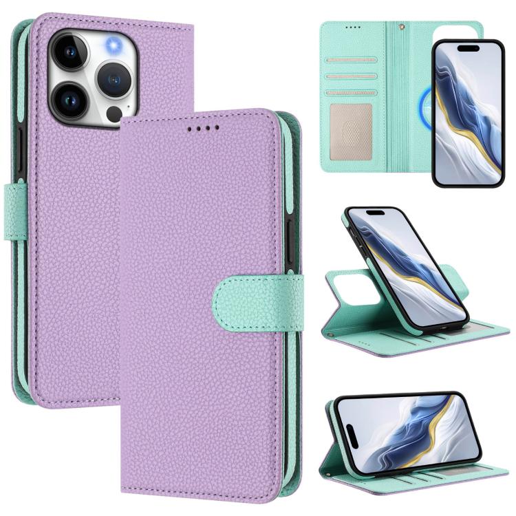 Abnehmbare Handyhülle aus veganem Litschi-Leder mit magnetischem Seiten-Patch, für iPhone 17 Pro Max, für iPhone 17 Pro, für iPhone 17, für iPhone Air, für iPhone 16 Pro Max, für iPhone 16 Pro, für iPhone 16 Plus, für iPhone 16