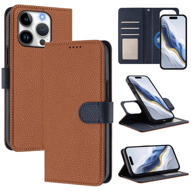 Abnehmbare Handyhülle aus veganem Litschi-Leder mit magnetischem Seiten-Patch, für iPhone 17 Pro Max, für iPhone 17 Pro, für iPhone 17, für iPhone Air, für iPhone 16 Pro Max, für iPhone 16 Pro, für iPhone 16 Plus, für iPhone 16