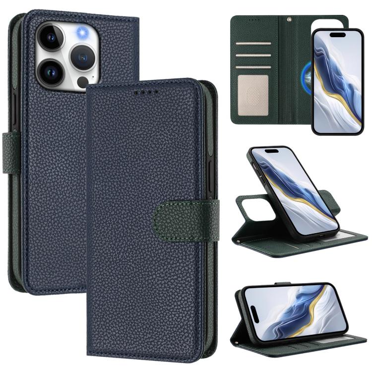 Abnehmbare Handyhülle aus veganem Litschi-Leder mit magnetischem Seiten-Patch, für iPhone 17 Pro Max, für iPhone 17 Pro, für iPhone 17, für iPhone Air, für iPhone 16 Pro Max, für iPhone 16 Pro, für iPhone 16 Plus, für iPhone 16
