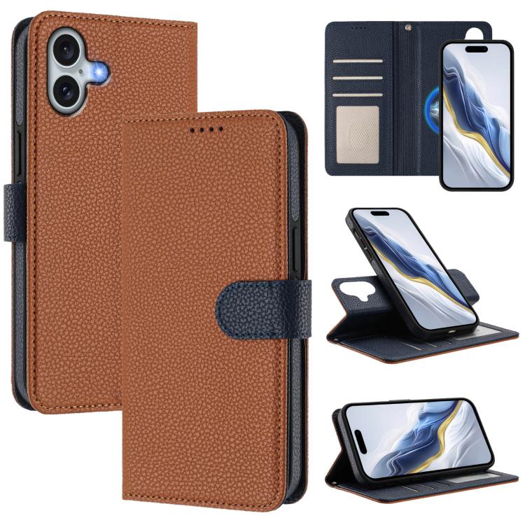 Abnehmbare Handyhülle aus veganem Litschi-Leder mit magnetischem Seiten-Patch, für iPhone 17 Pro Max, für iPhone 17 Pro, für iPhone 17, für iPhone Air, für iPhone 16 Pro Max, für iPhone 16 Pro, für iPhone 16 Plus, für iPhone 16