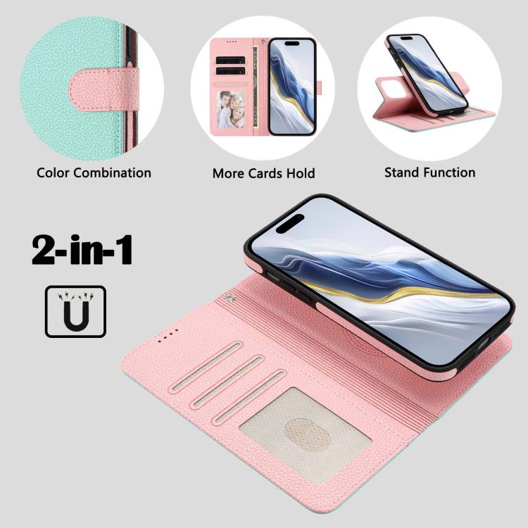 Abnehmbare Litchi-Struktur Magnetische Seiten-Patch Vegane Leder-Handyhülle, Für iPhone 13 Pro Max, Für iPhone 13 Pro, Für iPhone 13, Für iPhone 12 / 12 Pro, Für iPhone 12 Pro Max, Für iPhone 11 Pro Max, Für iPhone 11, Für iPhone 11 Pro