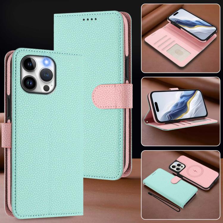 Abnehmbare Litchi-Struktur Magnetische Seiten-Patch Vegane Leder-Handyhülle, Für iPhone 13 Pro Max, Für iPhone 13 Pro, Für iPhone 13, Für iPhone 12 / 12 Pro, Für iPhone 12 Pro Max, Für iPhone 11 Pro Max, Für iPhone 11, Für iPhone 11 Pro