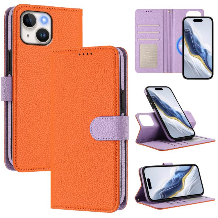 Abnehmbare Litchi-Struktur Magnetische Seiten-Patch Vegane Leder-Handyhülle, Für iPhone 13 Pro Max, Für iPhone 13 Pro, Für iPhone 13, Für iPhone 12 / 12 Pro, Für iPhone 12 Pro Max, Für iPhone 11 Pro Max, Für iPhone 11, Für iPhone 11 Pro