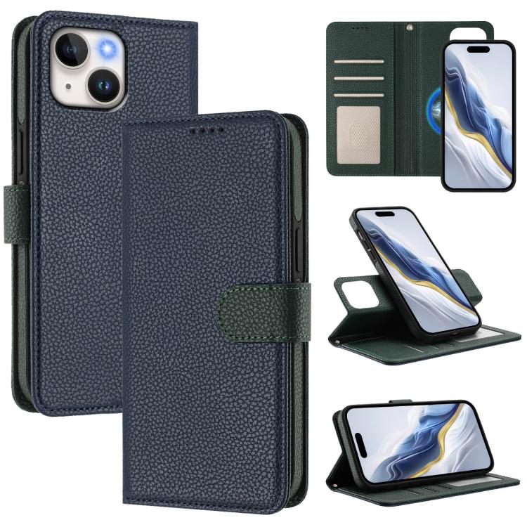 Abnehmbare Litchi-Struktur Magnetische Seiten-Patch Vegane Leder-Handyhülle, Für iPhone 13 Pro Max, Für iPhone 13 Pro, Für iPhone 13, Für iPhone 12 / 12 Pro, Für iPhone 12 Pro Max, Für iPhone 11 Pro Max, Für iPhone 11, Für iPhone 11 Pro