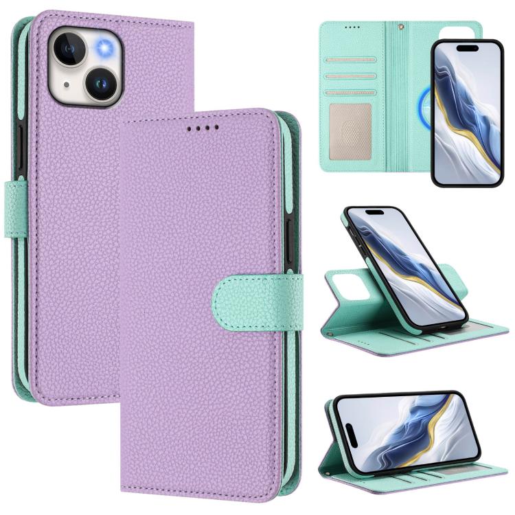 Abnehmbare Litchi-Struktur Magnetische Seiten-Patch Vegane Leder-Handyhülle, Für iPhone 13 Pro Max, Für iPhone 13 Pro, Für iPhone 13, Für iPhone 12 / 12 Pro, Für iPhone 12 Pro Max, Für iPhone 11 Pro Max, Für iPhone 11, Für iPhone 11 Pro