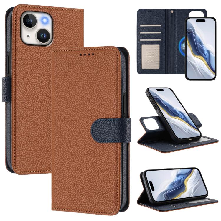 Abnehmbare Litchi-Struktur Magnetische Seiten-Patch Vegane Leder-Handyhülle, Für iPhone 13 Pro Max, Für iPhone 13 Pro, Für iPhone 13, Für iPhone 12 / 12 Pro, Für iPhone 12 Pro Max, Für iPhone 11 Pro Max, Für iPhone 11, Für iPhone 11 Pro
