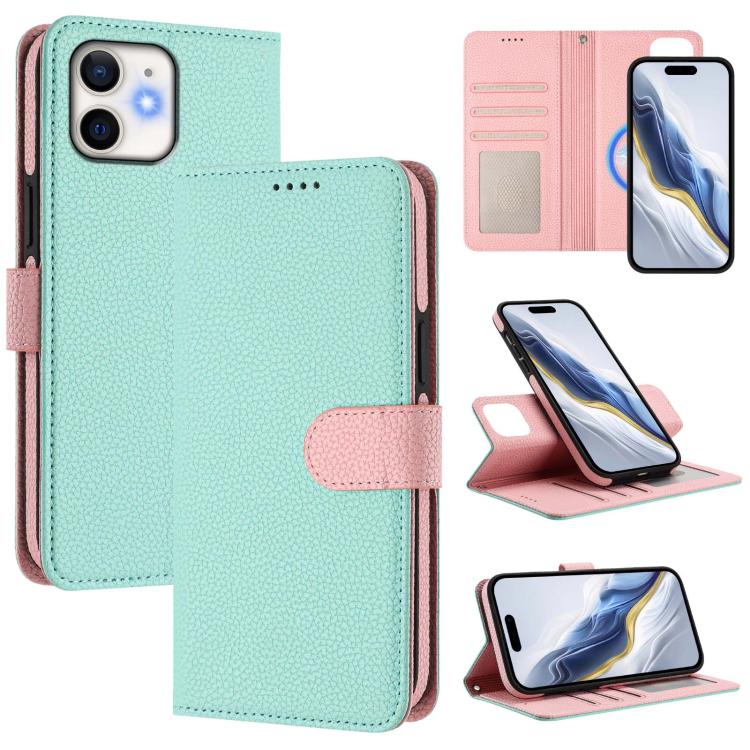 Abnehmbare Litchi-Struktur Magnetische Seiten-Patch Vegane Leder-Handyhülle, Für iPhone 13 Pro Max, Für iPhone 13 Pro, Für iPhone 13, Für iPhone 12 / 12 Pro, Für iPhone 12 Pro Max, Für iPhone 11 Pro Max, Für iPhone 11, Für iPhone 11 Pro