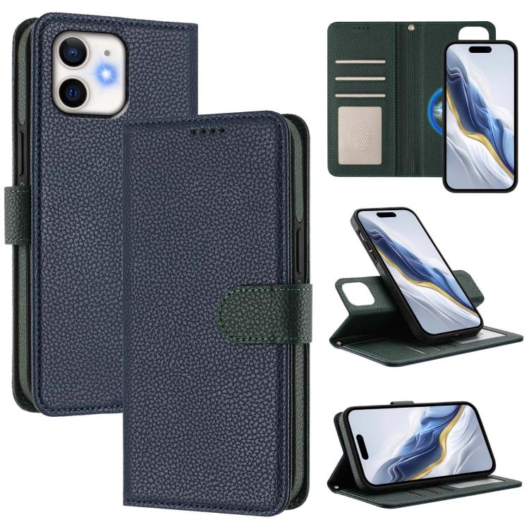 Abnehmbare Litchi-Struktur Magnetische Seiten-Patch Vegane Leder-Handyhülle, Für iPhone 13 Pro Max, Für iPhone 13 Pro, Für iPhone 13, Für iPhone 12 / 12 Pro, Für iPhone 12 Pro Max, Für iPhone 11 Pro Max, Für iPhone 11, Für iPhone 11 Pro