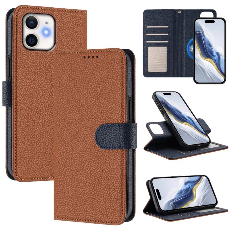 Abnehmbare Litchi-Struktur Magnetische Seiten-Patch Vegane Leder-Handyhülle, Für iPhone 13 Pro Max, Für iPhone 13 Pro, Für iPhone 13, Für iPhone 12 / 12 Pro, Für iPhone 12 Pro Max, Für iPhone 11 Pro Max, Für iPhone 11, Für iPhone 11 Pro
