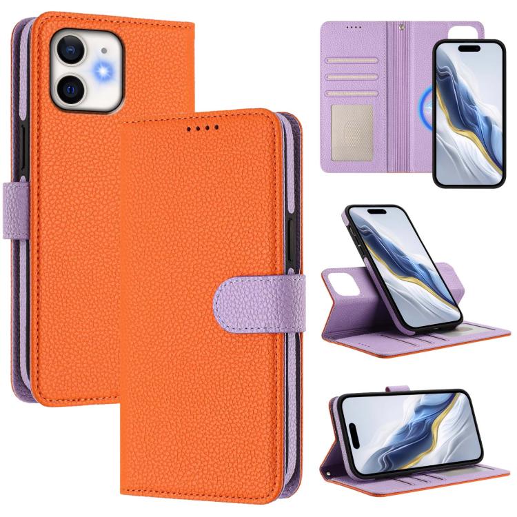 Abnehmbare Litchi-Struktur Magnetische Seiten-Patch Vegane Leder-Handyhülle, Für iPhone 13 Pro Max, Für iPhone 13 Pro, Für iPhone 13, Für iPhone 12 / 12 Pro, Für iPhone 12 Pro Max, Für iPhone 11 Pro Max, Für iPhone 11, Für iPhone 11 Pro