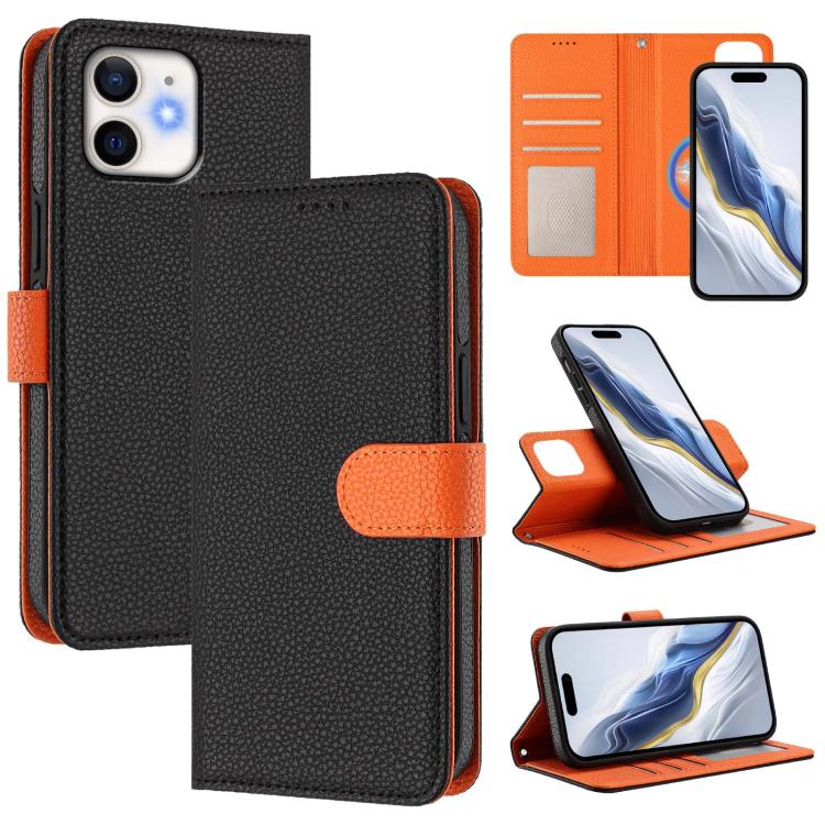 Abnehmbare Litchi-Struktur Magnetische Seiten-Patch Vegane Leder-Handyhülle, Für iPhone 13 Pro Max, Für iPhone 13 Pro, Für iPhone 13, Für iPhone 12 / 12 Pro, Für iPhone 12 Pro Max, Für iPhone 11 Pro Max, Für iPhone 11, Für iPhone 11 Pro