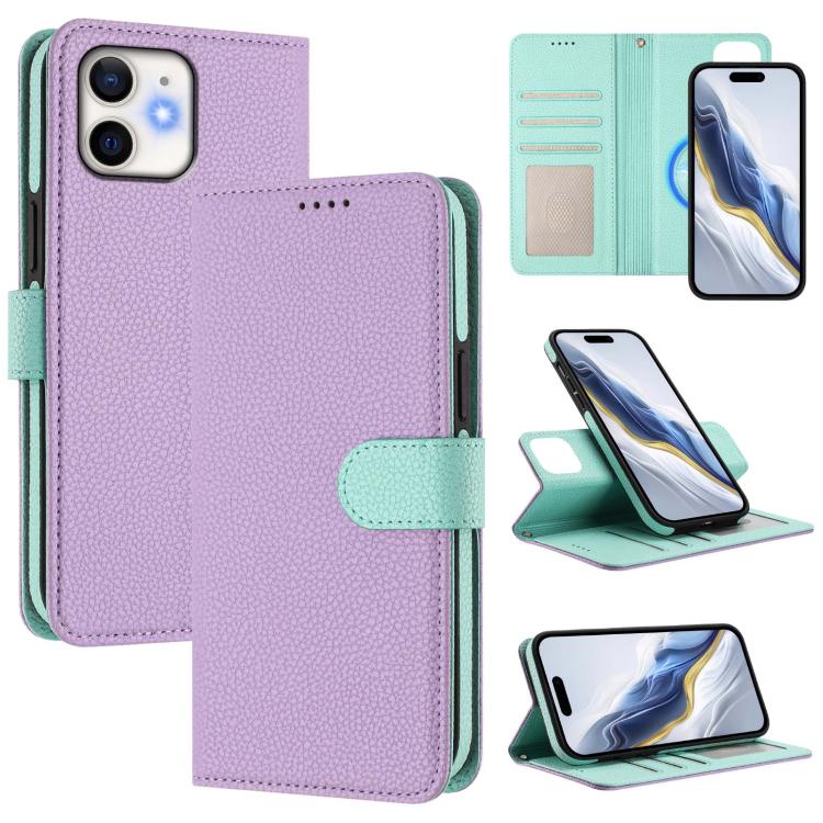 Abnehmbare Litchi-Struktur Magnetische Seiten-Patch Vegane Leder-Handyhülle, Für iPhone 13 Pro Max, Für iPhone 13 Pro, Für iPhone 13, Für iPhone 12 / 12 Pro, Für iPhone 12 Pro Max, Für iPhone 11 Pro Max, Für iPhone 11, Für iPhone 11 Pro
