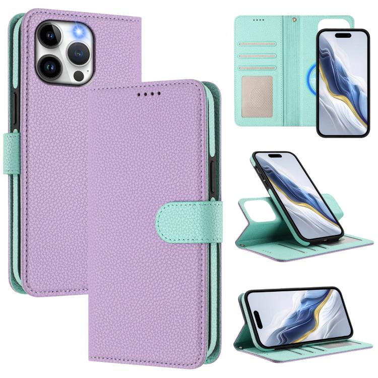 Abnehmbare Litchi-Struktur Magnetische Seiten-Patch Vegane Leder-Handyhülle, Für iPhone 13 Pro Max, Für iPhone 13 Pro, Für iPhone 13, Für iPhone 12 / 12 Pro, Für iPhone 12 Pro Max, Für iPhone 11 Pro Max, Für iPhone 11, Für iPhone 11 Pro