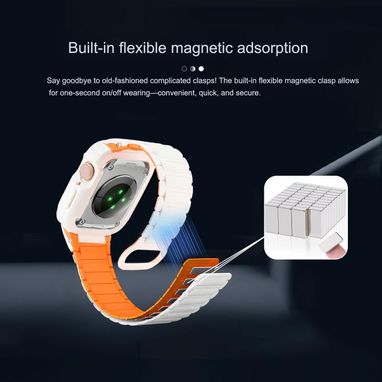 Reverse Buckle Magnetic Integrated TPU Cover Silicone Watch Band, For Apple Watch 45mm / 44mm, For Apple Watch 41mm / 40mm
