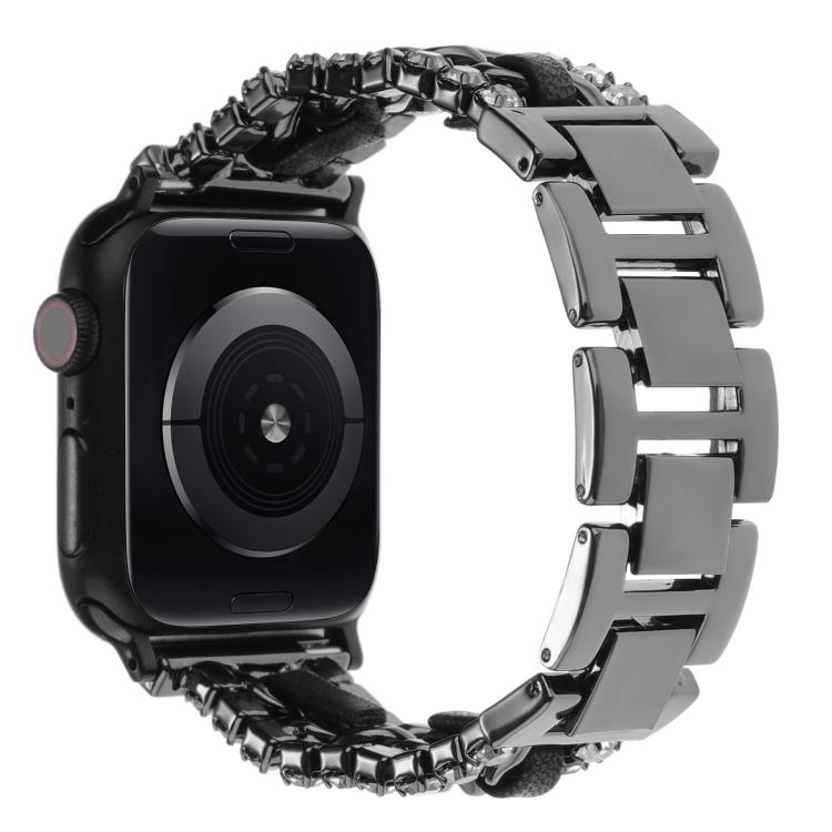 Diamant Vegan Leder Metall-Uhrarmband, Für Apple Watch 46mm / 49mm / 45mm / 44mm, Für Apple Watch 42mm / 41mm / 40mm / 38mm