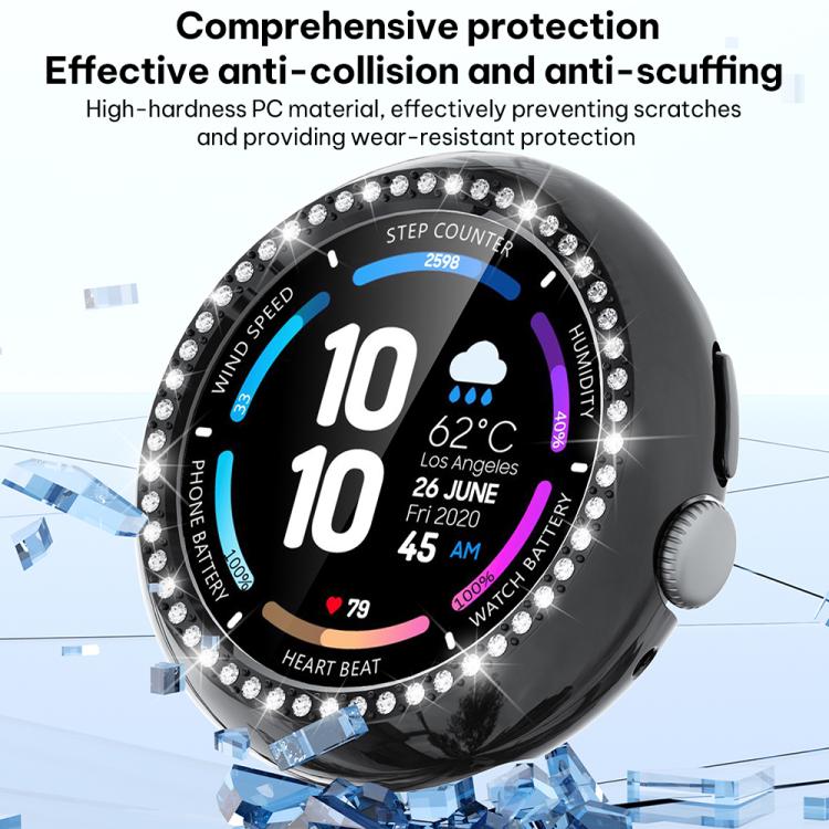 xDfind Einreihige Diamant hohle PC-Uhrenabdeckung, für Google Pixel Watch 4 / Watch 3 45mm, für Google Pixel Watch 4 / 3 / 2 / 1 41mm