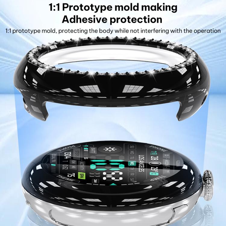 xDfind Einreihige Diamant hohle PC-Uhrenabdeckung, für Google Pixel Watch 4 / Watch 3 45mm, für Google Pixel Watch 4 / 3 / 2 / 1 41mm